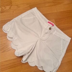 Lilly Pulitzer White Scalloped High-Waist Shorts